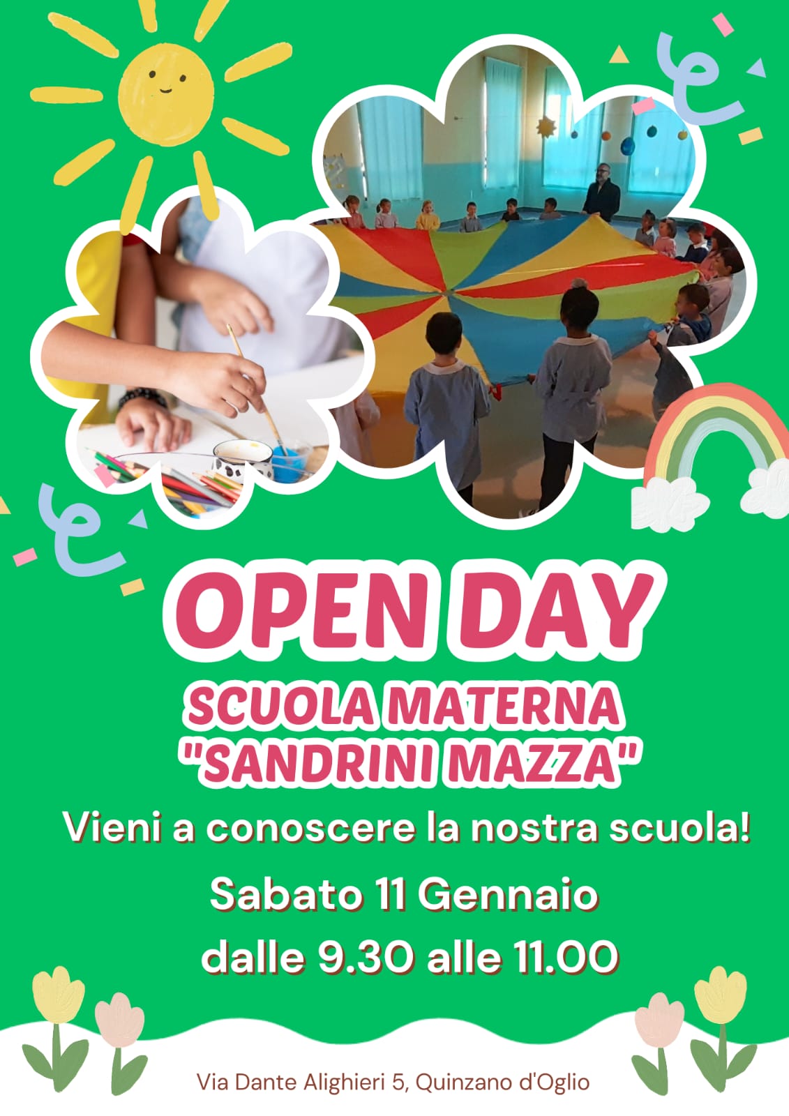 Al momento stai visualizzando OPEN DAY SCUOLA DELL’INFANZIA – Sabato 11 gennaio 2025